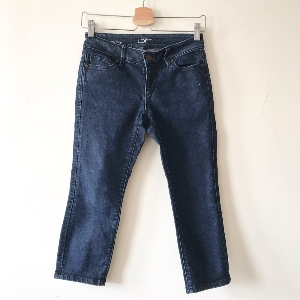 Ann Taylor Loft Petite Curvy Cropped Jeans in Dark Rinse Wash-24 Petite